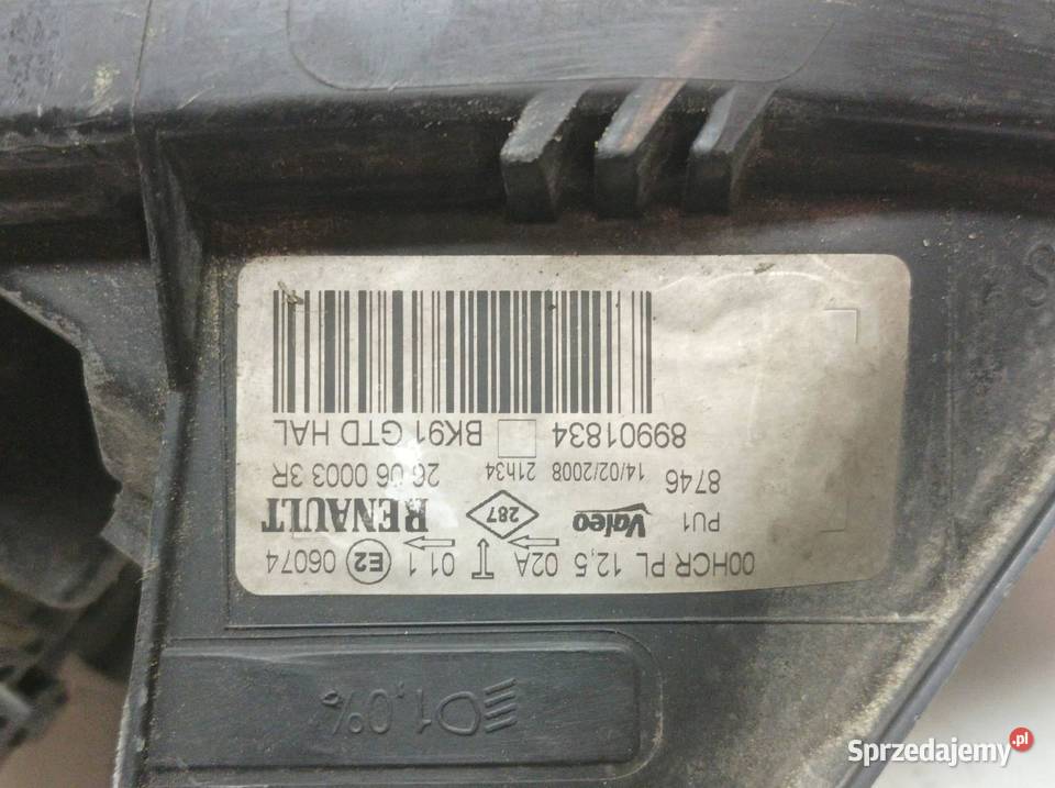 LAMPA PRZÓD LEWA SOCZEWKA H7 89901834 Renault Lampy przednie