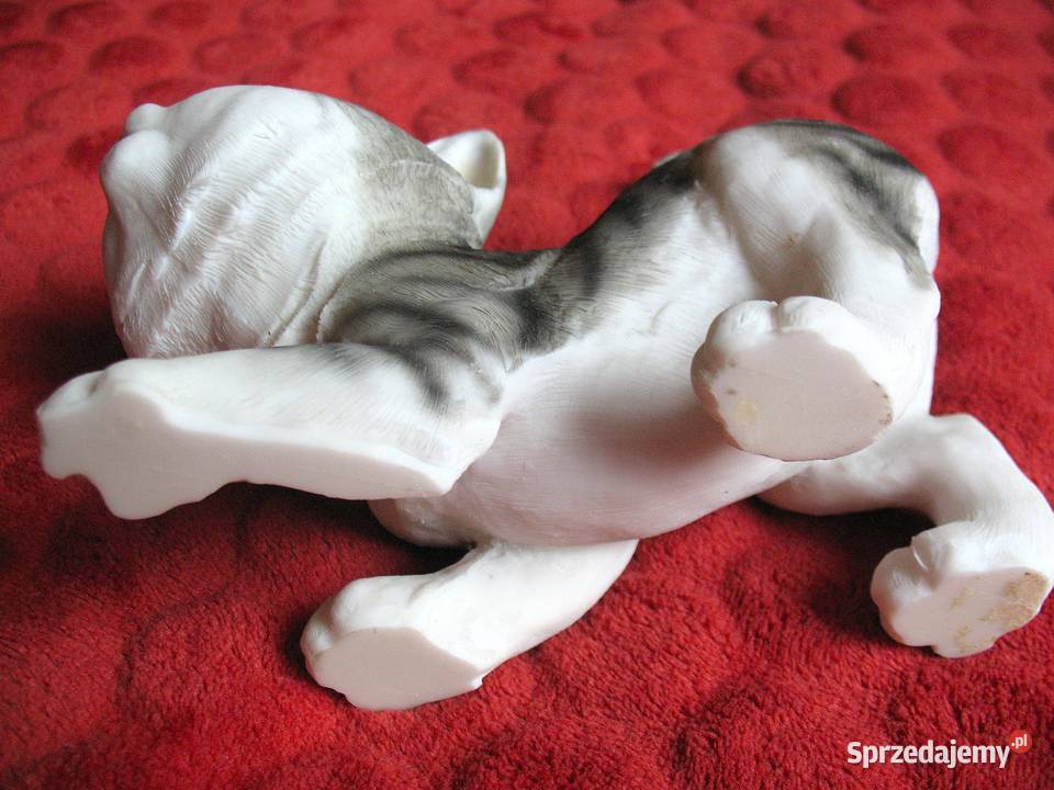 Kot szary duży kotek stara figurka ceramika 15 x Siedlce