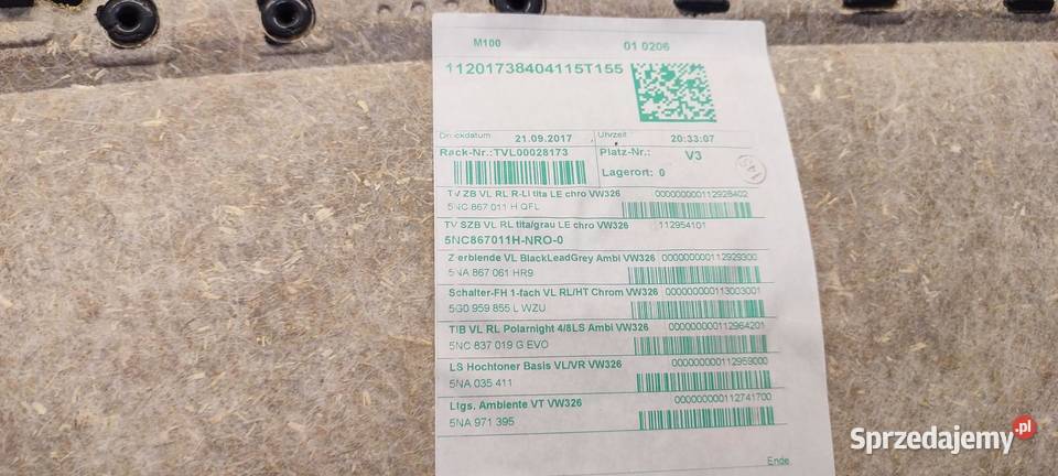 VW TIGUAN II BOCZEK DRZWI LEWY PRZÓD RHD dolnośląskie sprzedam