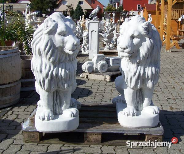 Wielkie lwy Figury ogrodowe, betonowe 96 cm.