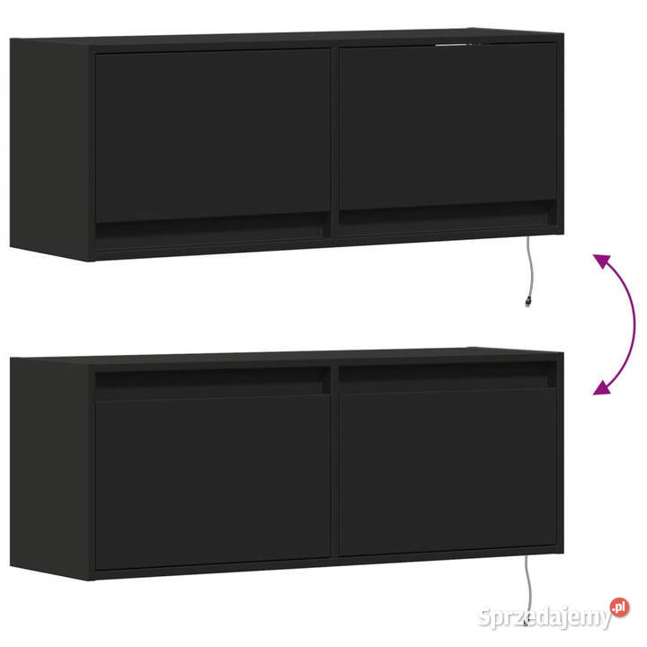 Ścienna szafka TV z LED czarna 100x31x35 mazowieckie Warszawa