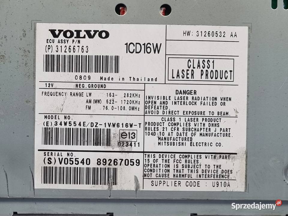 Volvo S40 II V50 RADIO CD radioodtwarzacz Sprzęt audio fabryczny Janów