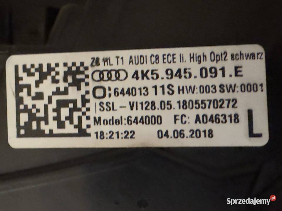 AUDI A6 C8 LAMPA LEWA TYLNA LED 4K5945091E śląskie Katowice