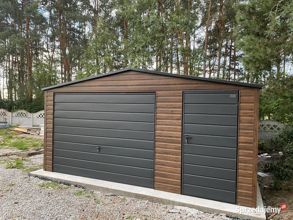 Garaż blaszany 5x6m brama drzwi okno
