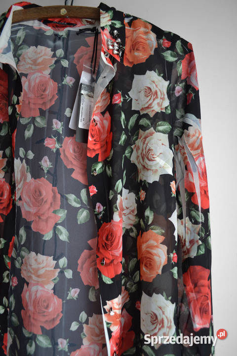 czarna koszula w kwiaty Guess XS 34 Rozmiar 34(XS) Odzież damska