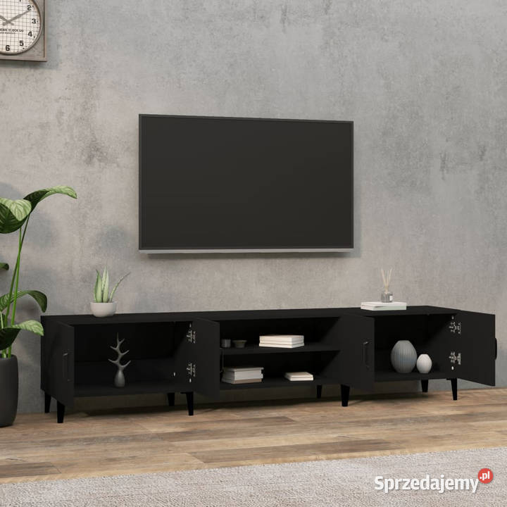 Szafka pod TV czarna 180x315x40 materiał RTV Warszawa