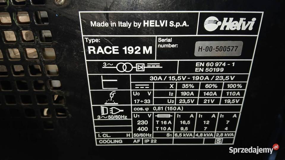 Migomat spawarka półautomat HELVI RACE 192M 400V sprzedam