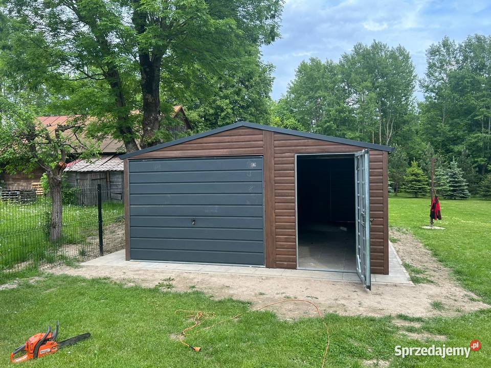 Garaż Blaszany dwuspadowy 57 Ciemny Orzech śląskie Gołkowice