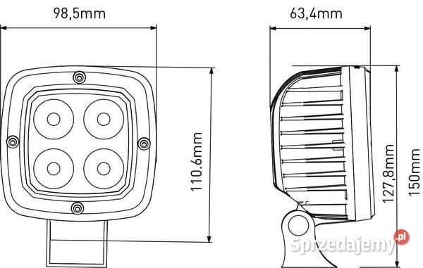 Lampa robocza LED kwadratowa 40W 4000 lm 1030V Kamionna