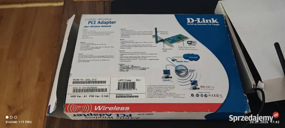 Karta sieciowa WiFi DLink DWL510 karta sieciowa Internet i komunikacja Chełmża sprzedam