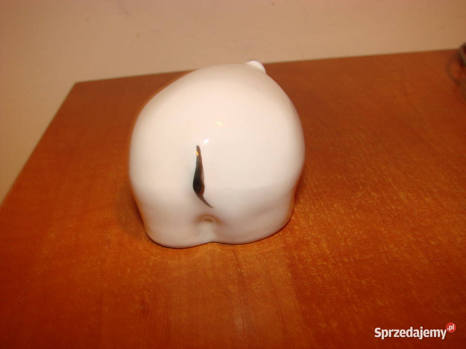 Hipopotam mała biała figurka PRL Pruszcz Gdański