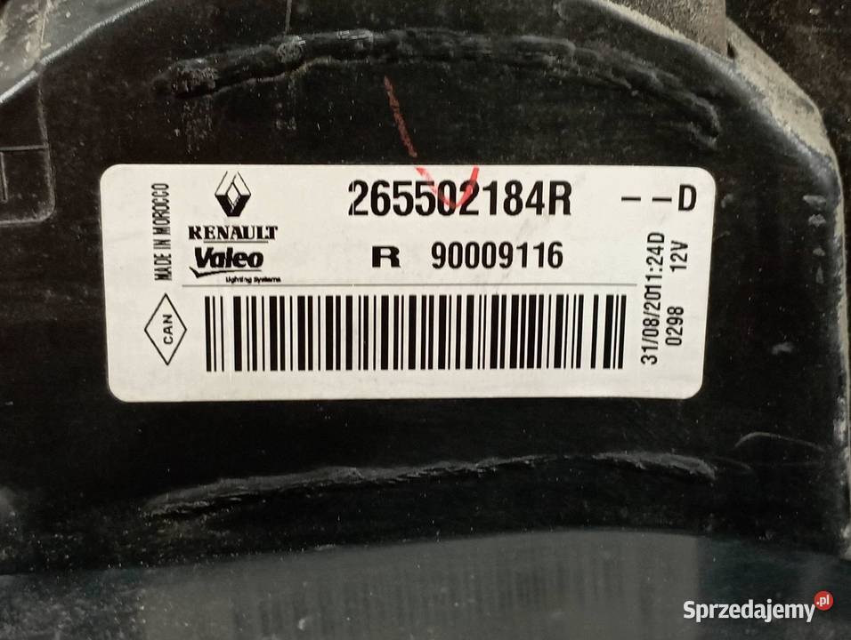 LAMPA TYŁ PRAWA EU 265502184R Dacia Lodgy I 2012 Lampy tylne
