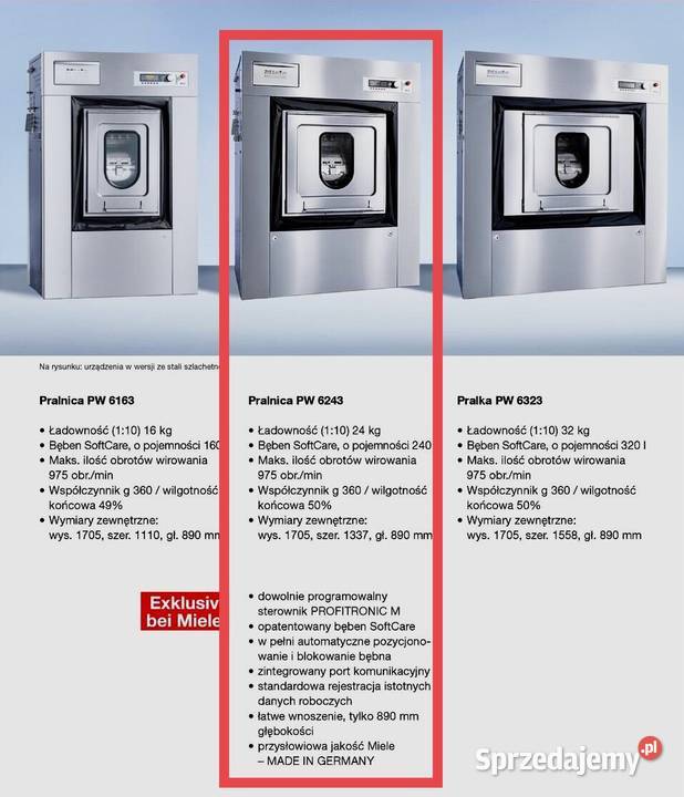 MIELE 24 PRALNICO WIRÓWKA PW6243 PRZELOTOWA Z dolnośląskie Wrocław