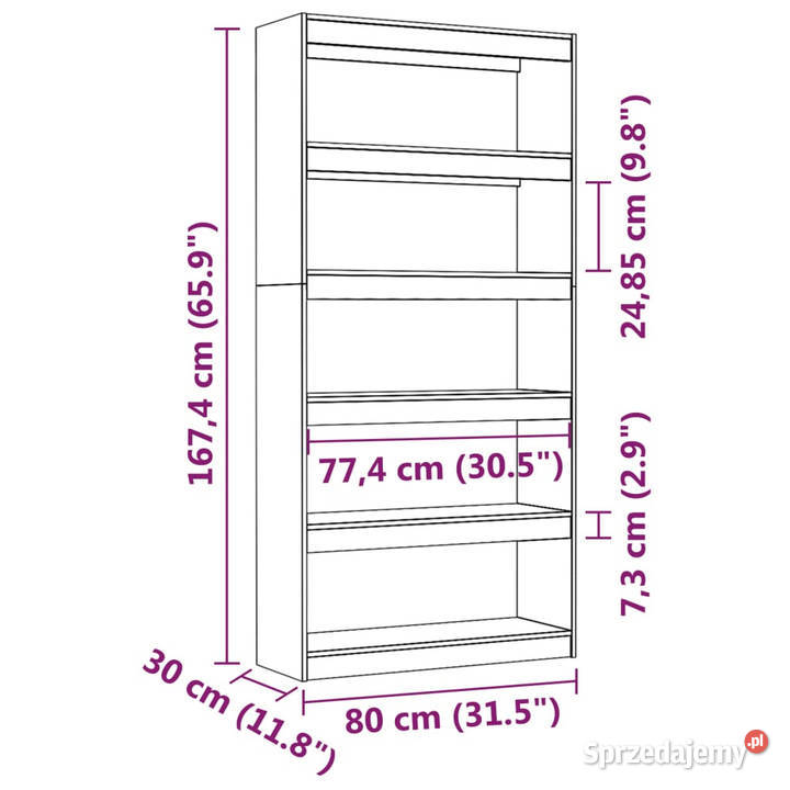 Regał na książkiprzegroda 80x30x1674 lite drewno Regały Warszawa sprzedam
