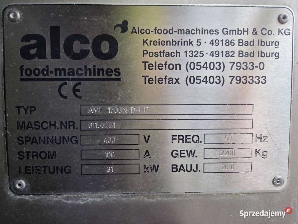 Alco Food Machines Kompletna linia Krotoszyn