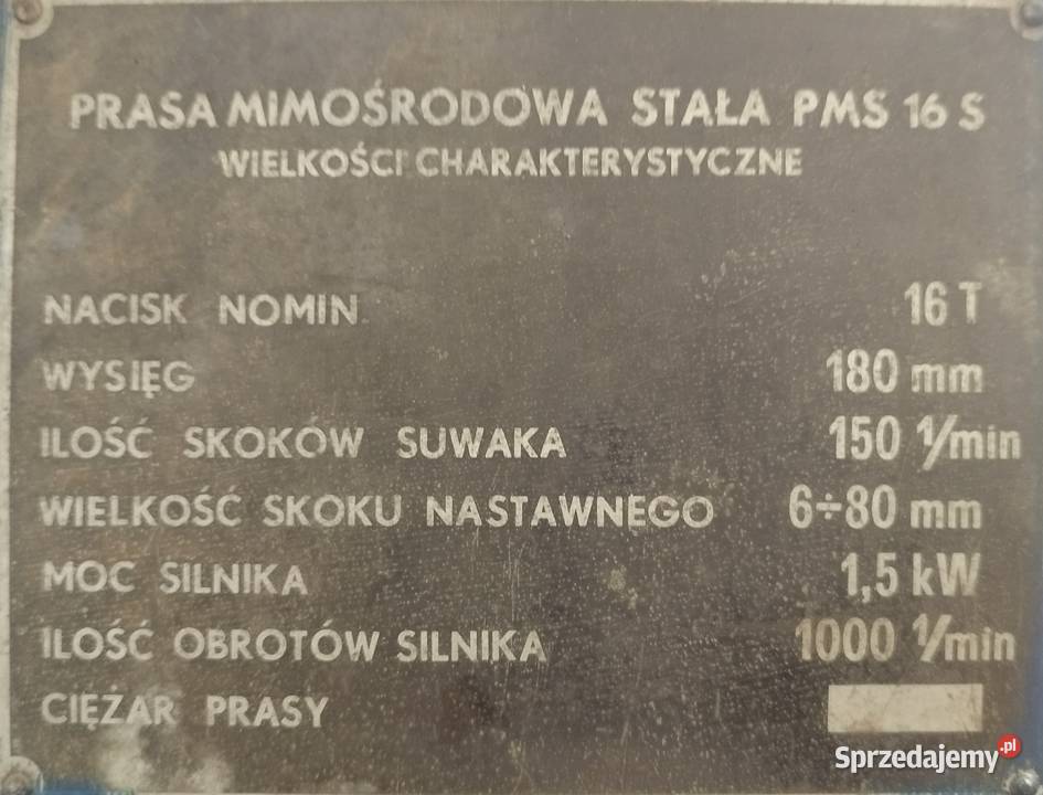 PRASA MIMOŚRODOWA PMS 16 S Mimośrodówka prod Bydgoszcz