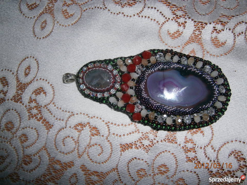 Duży wisior agat kamienie naturalne beading śląskie Częstochowa