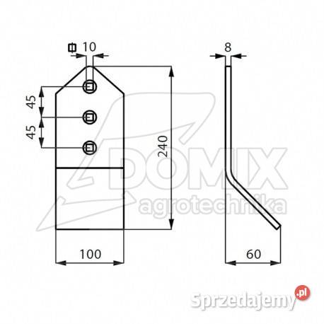 Nakładka zęba włóki Vaderstad 100x8mm wygięta Kawnice