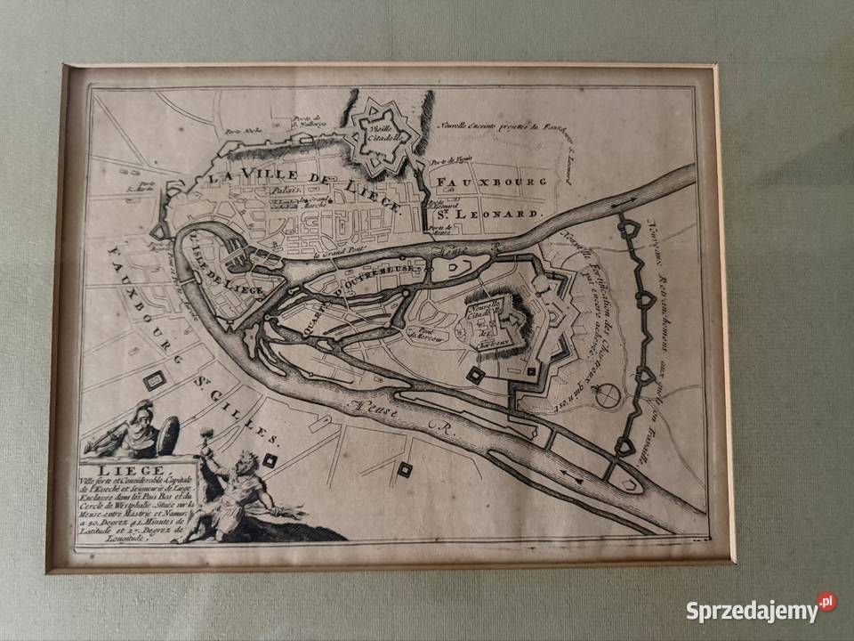 Antyczna Mapa Rycina XVII Wiek Lige Belgia 1