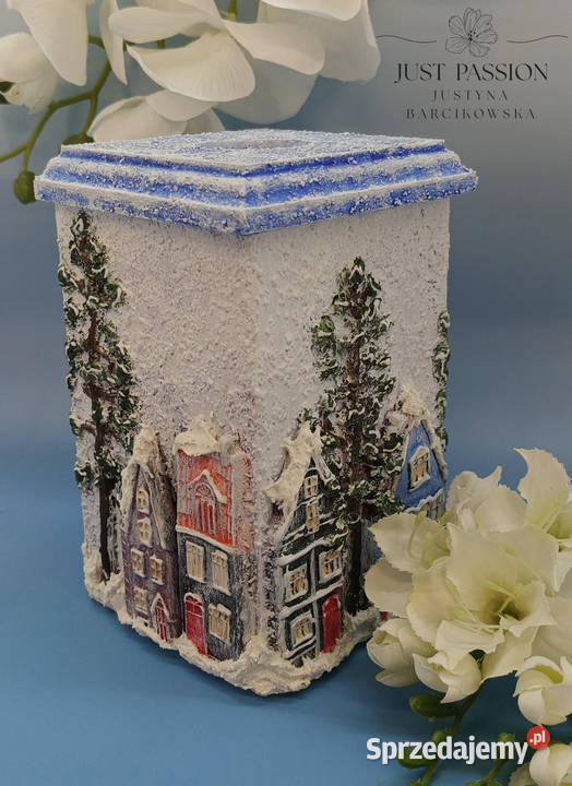 Ręcznie malowany świecznik z bajkowym Ostróda