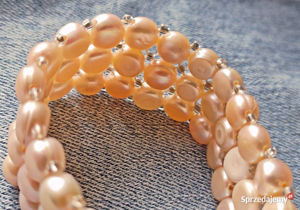 Bransoletka 3rzędowa szeroka perła hodowlana Warszawa
