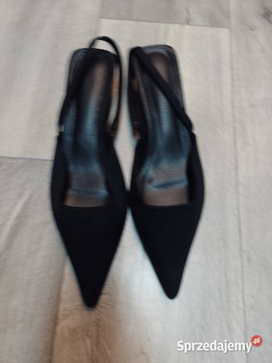 4243 Czarne niskie czółenka wieczorowe z odkrytą małopolskie Kraków