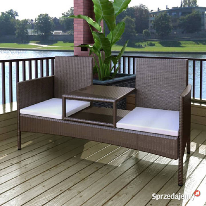 Dwuosobowa sofa ogrodowa ze stolikiem rattan PE Warszawa