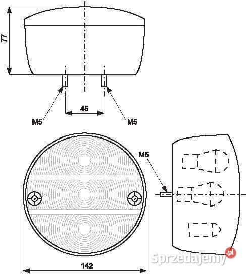Lampa tylna zespolona okrągła 142 mm prawa 1224V Kamionna