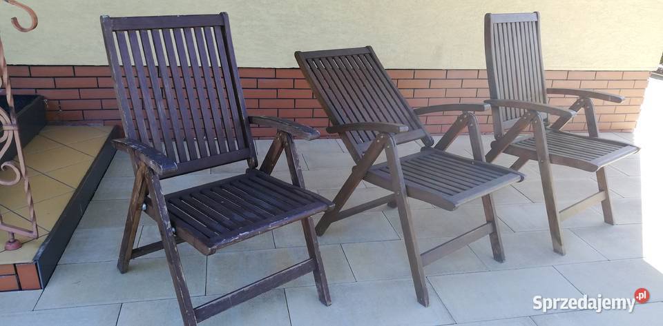 Drewniane leżaki składane regulowane krzesło drewno mazowieckie Garwolin