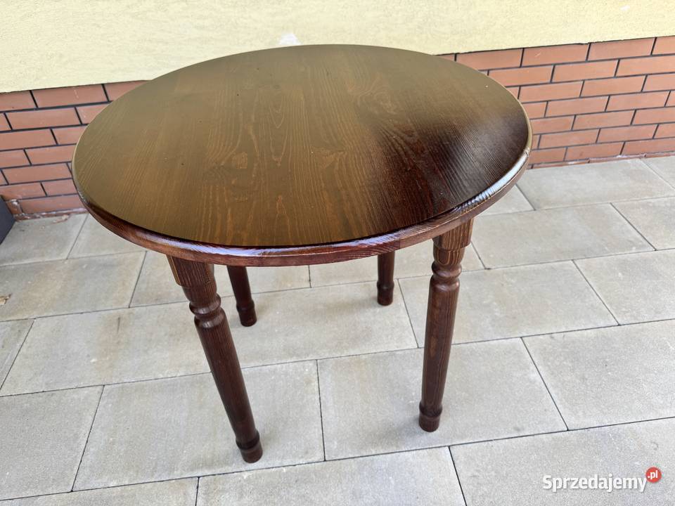 Stół okrągły drewniany nie rozkładany brązowy Garwolin