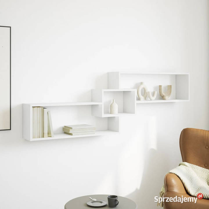 Półka ścienna 158x18x53 biała materiał Warszawa