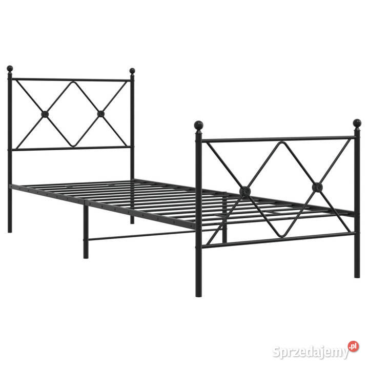 Łóżko Metalowe Czarne Rama Łóżka Ze Stelażem 80cm