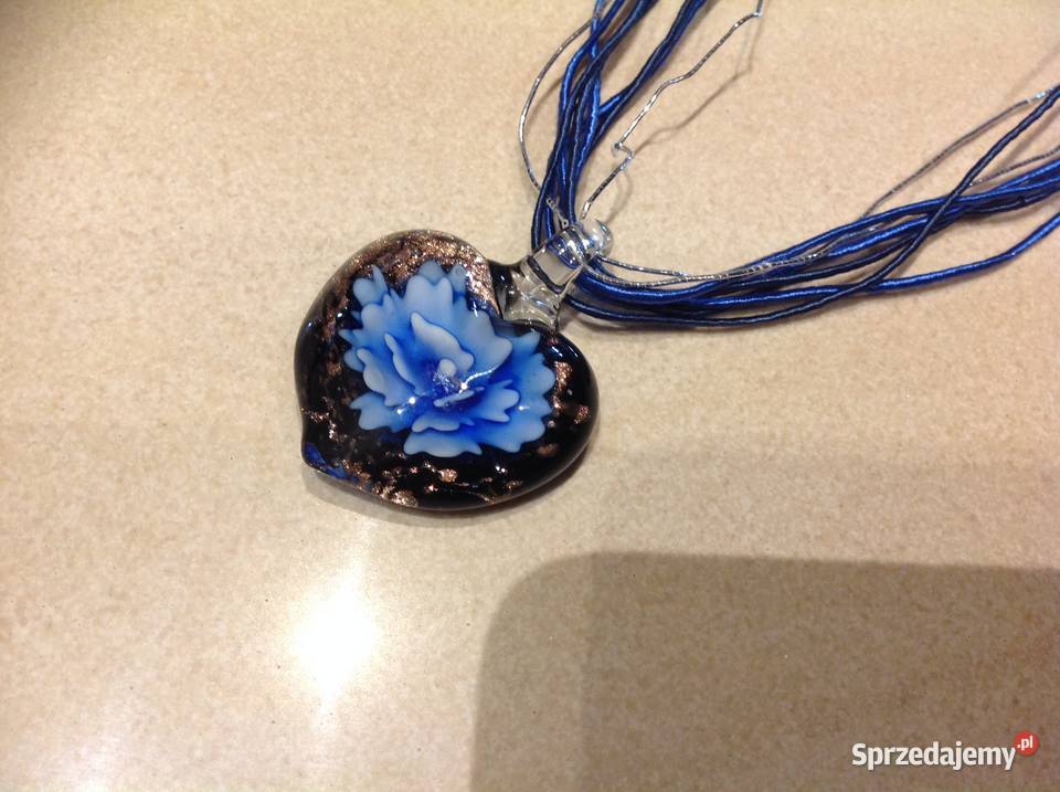 Naszyjnik Wisiorek Szklane Serce z Niebieskim Dla kobiet Nowa Sól sprzedam