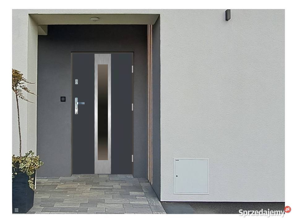 Drzwi wejściowe do domu GI04 INOX Antracyt 90 Drzwi zewnętrzne mazowieckie Ciemniewo sprzedam