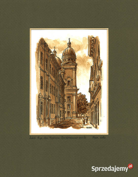 Grafika Lwów Widok na Cerkiew Przemienienia Warszawa