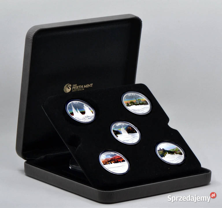 Srebrny zestaw 5 monet Great River Journeys Warszawa