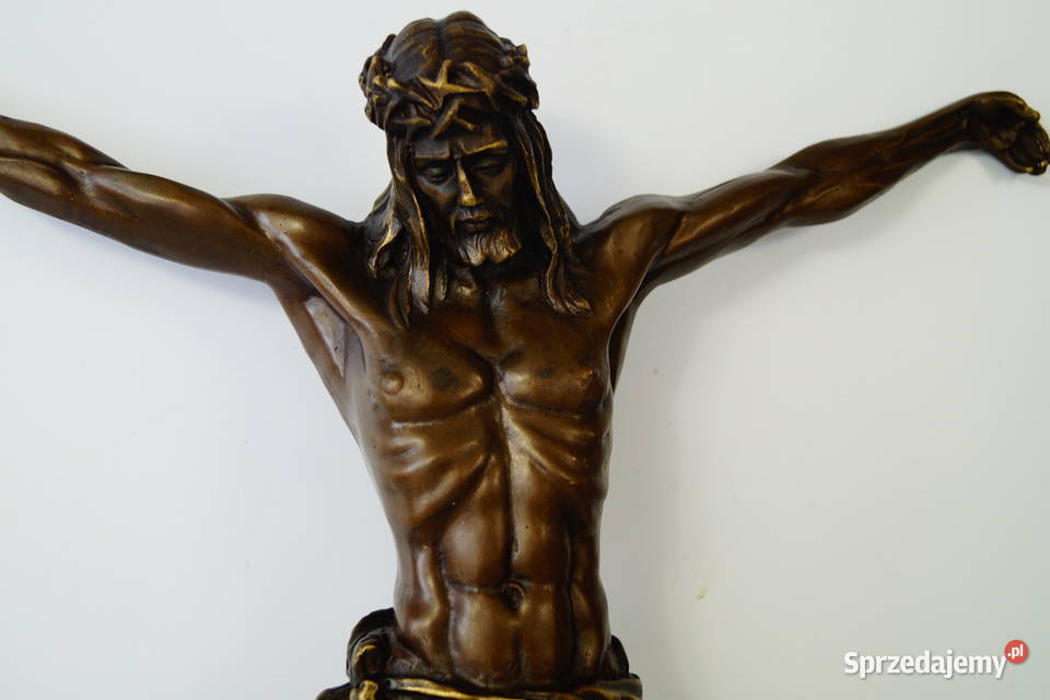 Duża figura JEZUS CHRYSTUS rzeźba z brązu Gizałki
