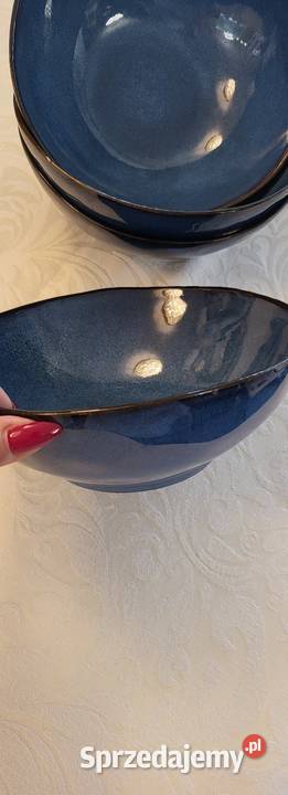 4 miseczki na sałatki spagetti z ceramiki niebieski Bielsko-Biała