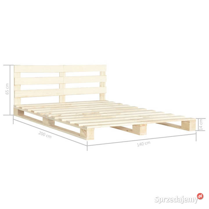 Rama łóżka z palet lite drewno sosnowe 140 x 200 sprzedam