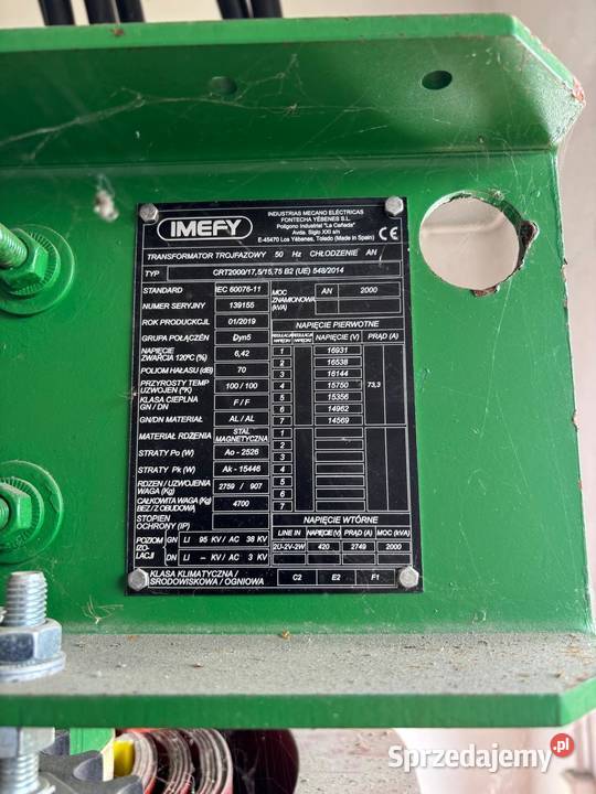 Transformator suchy CRT20001751575 2000 KVA 2019 wielkopolskie