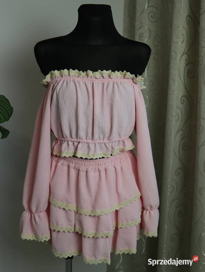 Komplet różowy hiszpanka bluzka spódnica łódzkie Zgierz