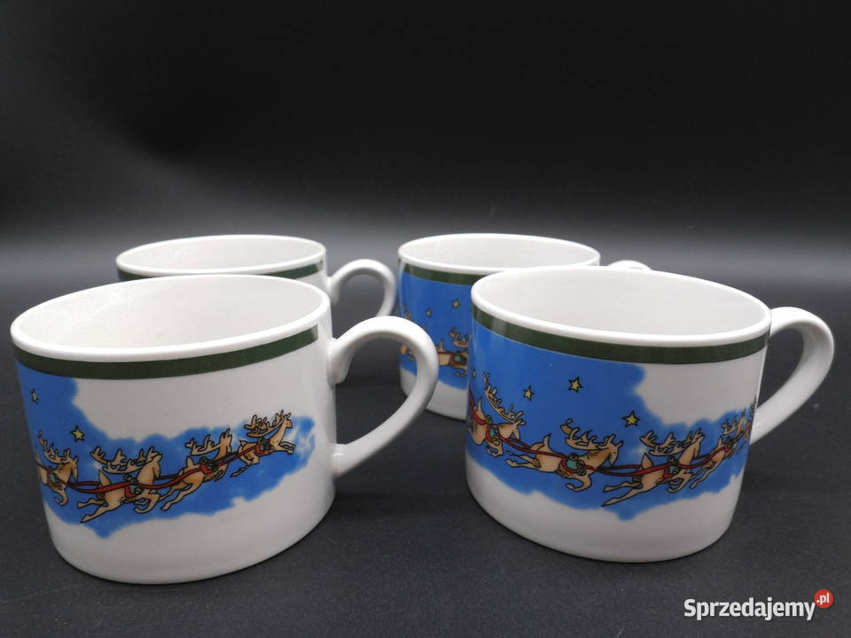 Zestaw 4 Porcelanowych Kubków Świątecznych Raszków