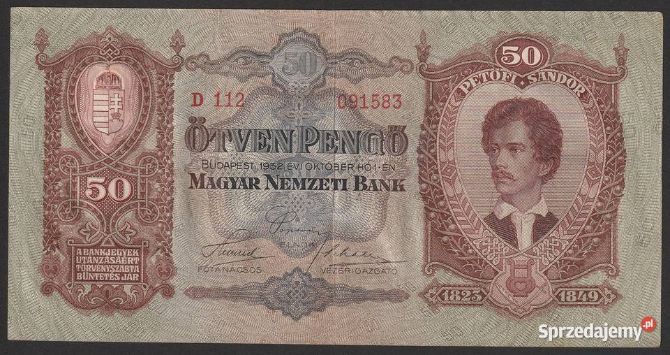 Węgry 50 pengo 1932 Petofi D112 Łódź