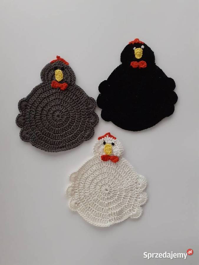 Podkładki kurki ręcznie robione na szydełku hand Kamyk sprzedam