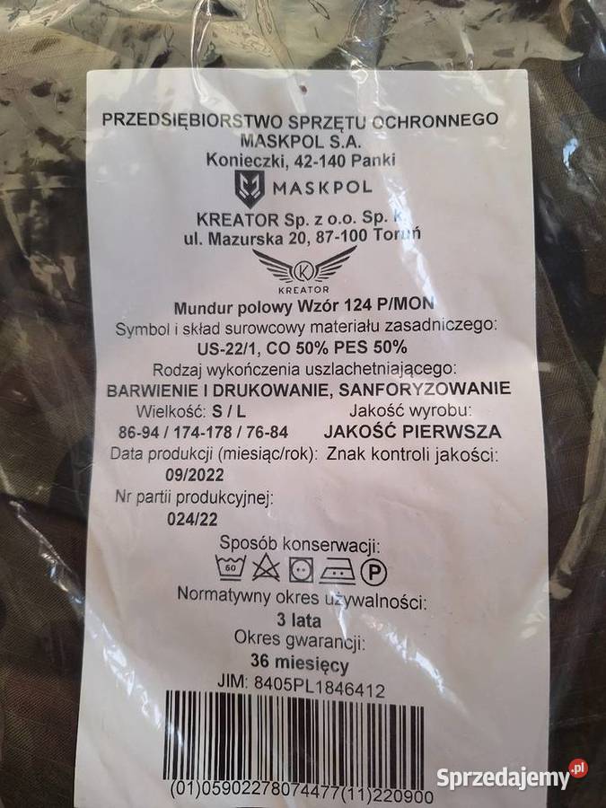 Mundur polowy wzór 124pMON Ząbki