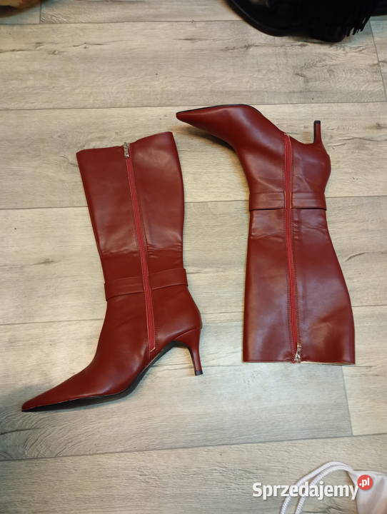40 czerwone bordowe Kozaki wieczorowe NOWE 25.5cm Kraków