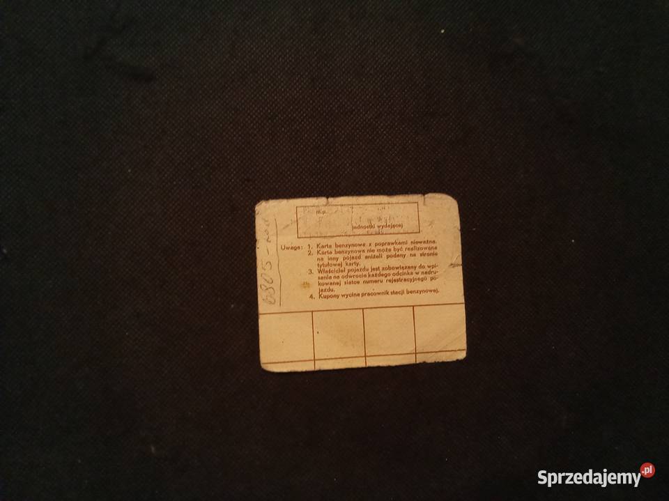 Karta benzynowa typ 3 1988 PRL