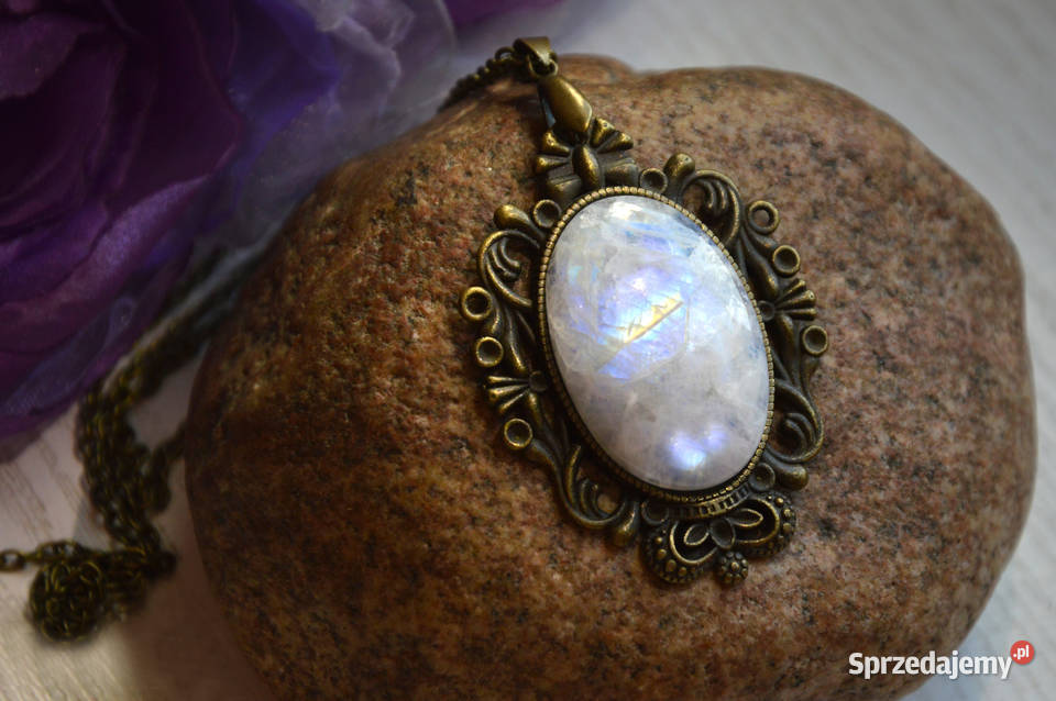 Kamień Księżycowy z Birmy Medalion vintage Gdańsk sprzedam