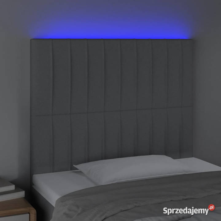 Zagłówek do łóżka z LED jasnoszary 90x5x118128