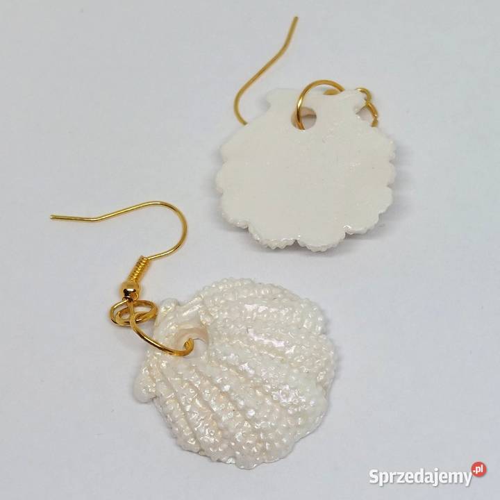 Kolczyki ręcznie robione muszelki Rękodzieło pomorskie Lębork